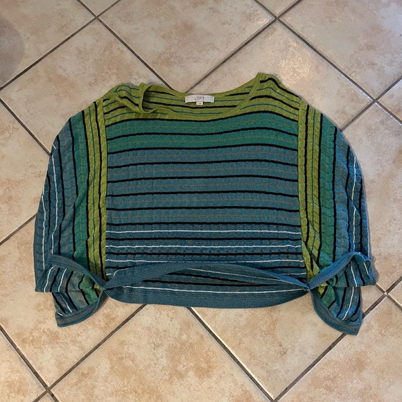 Loft Striped Bat Wing green and blue knit top by Ann Taylor size Small - Picture 8 of 10